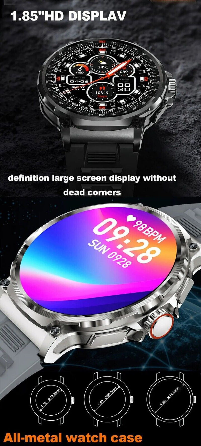 Ultra HD 1.85" Smartwatch with GPS, Bluetooth Calling & Health Monitoring - Perfect Gym Gift!