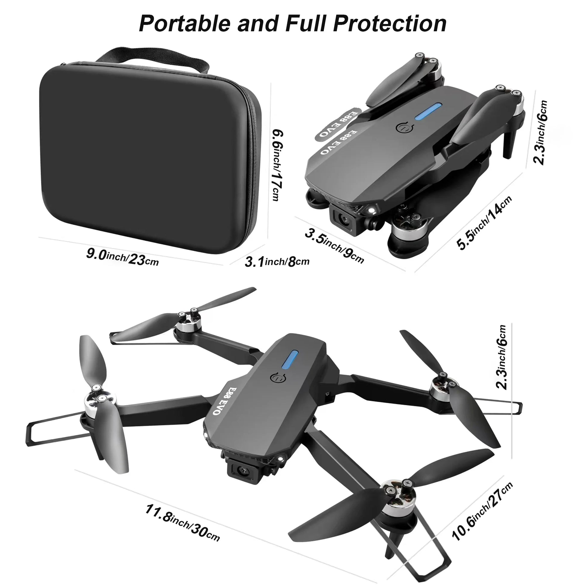 E88 Drone with HD Dual Camera, Mini Drone Foldable RC Quadcopter with Brushless Motor, Toys Gifts for Kids and Adults Beginners, Black
