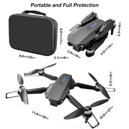 E88 Drone with HD Dual Camera, Mini Drone Foldable RC Quadcopter with Brushless Motor, Toys Gifts for Kids and Adults Beginners, Black