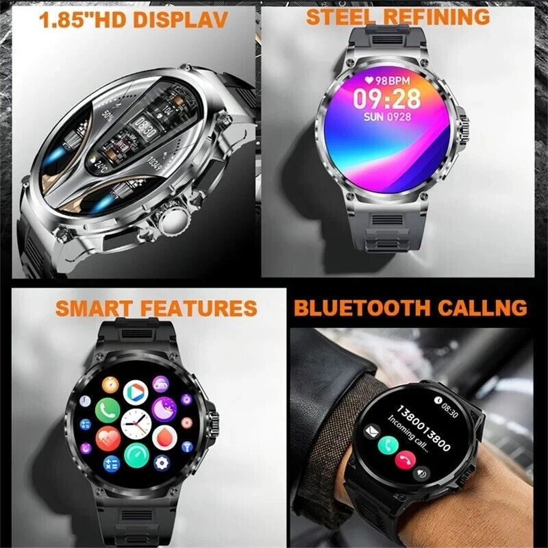 Ultra HD 1.85" Smartwatch with GPS, Bluetooth Calling & Health Monitoring - Perfect Gym Gift!