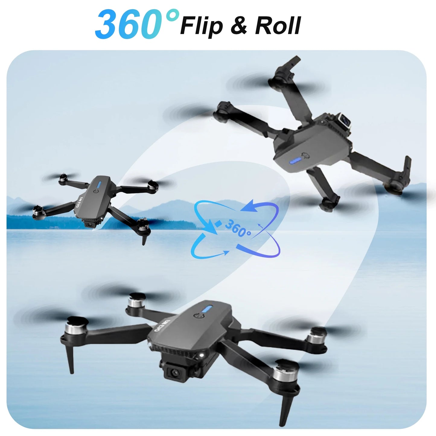 E88 Drone with HD Dual Camera, Mini Drone Foldable RC Quadcopter with Brushless Motor, Toys Gifts for Kids and Adults Beginners, Black