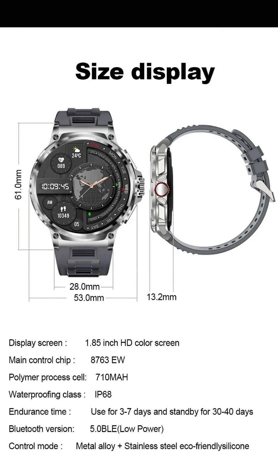 Ultra HD 1.85" Smartwatch with GPS, Bluetooth Calling & Health Monitoring - Perfect Gym Gift!