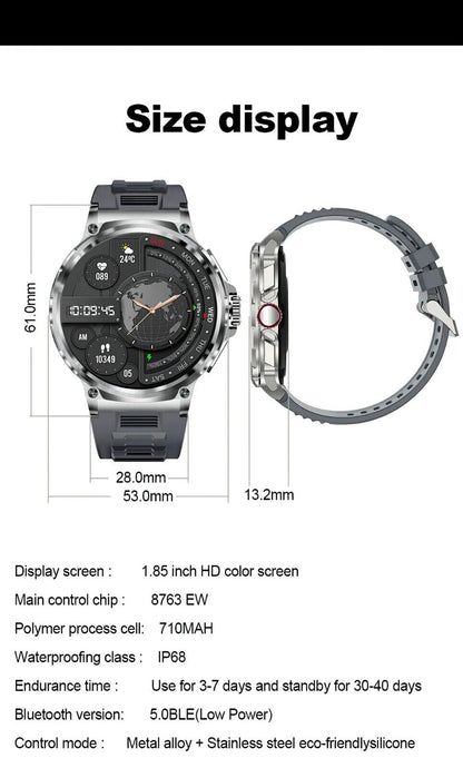 Ultra HD 1.85" Smartwatch with GPS, Bluetooth Calling & Health Monitoring - Perfect Gym Gift!